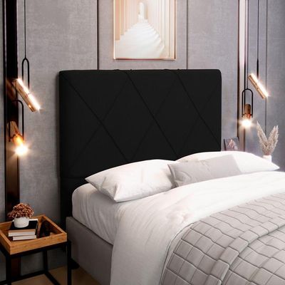 Cabeceira Cama Box Casal Mel 140cm Com Frame Suede Preto - Desk Design