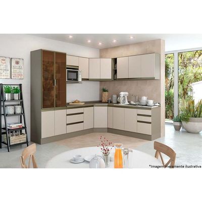 Armário de Cozinha Modulado  Connect c/ 1 Porta Basculante 60 Duna/Cristal - Henn