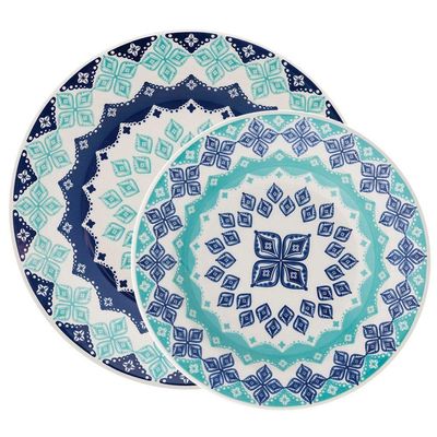 Kit Pratos Rasos E Fundos Donna Lola Oxford Cerâmica 16 Peças