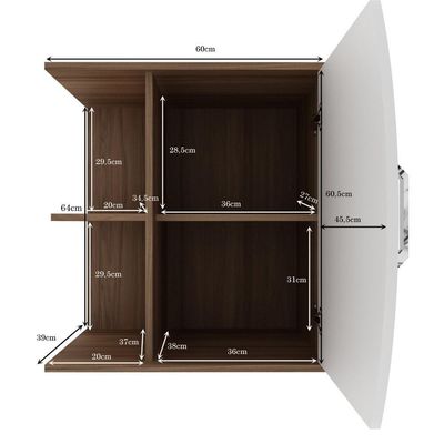 Conjunto Para Banheiro Armário Gabinete 01 Porta 60 Cm Com Cuba Duna B06 Branco Nogal - Lyam Decor