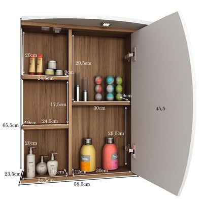 Conjunto Para Banheiro Armário Gabinete 01 Porta 60 Cm Com Cuba Duna B06 Branco Nogal - Lyam Decor
