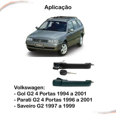 Par Maçaneta Ext Preta C/ Chave Gol Parati G2 96 a 01 4 Ptas
