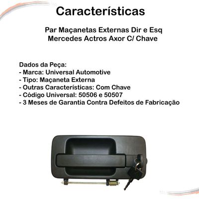 Par Maçanetas Externas Dir E Esq Mercedes Actros Axor C/ Ch