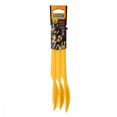 Conjunto Para Jardinagem Em Plástico Amarelo 3 Peças