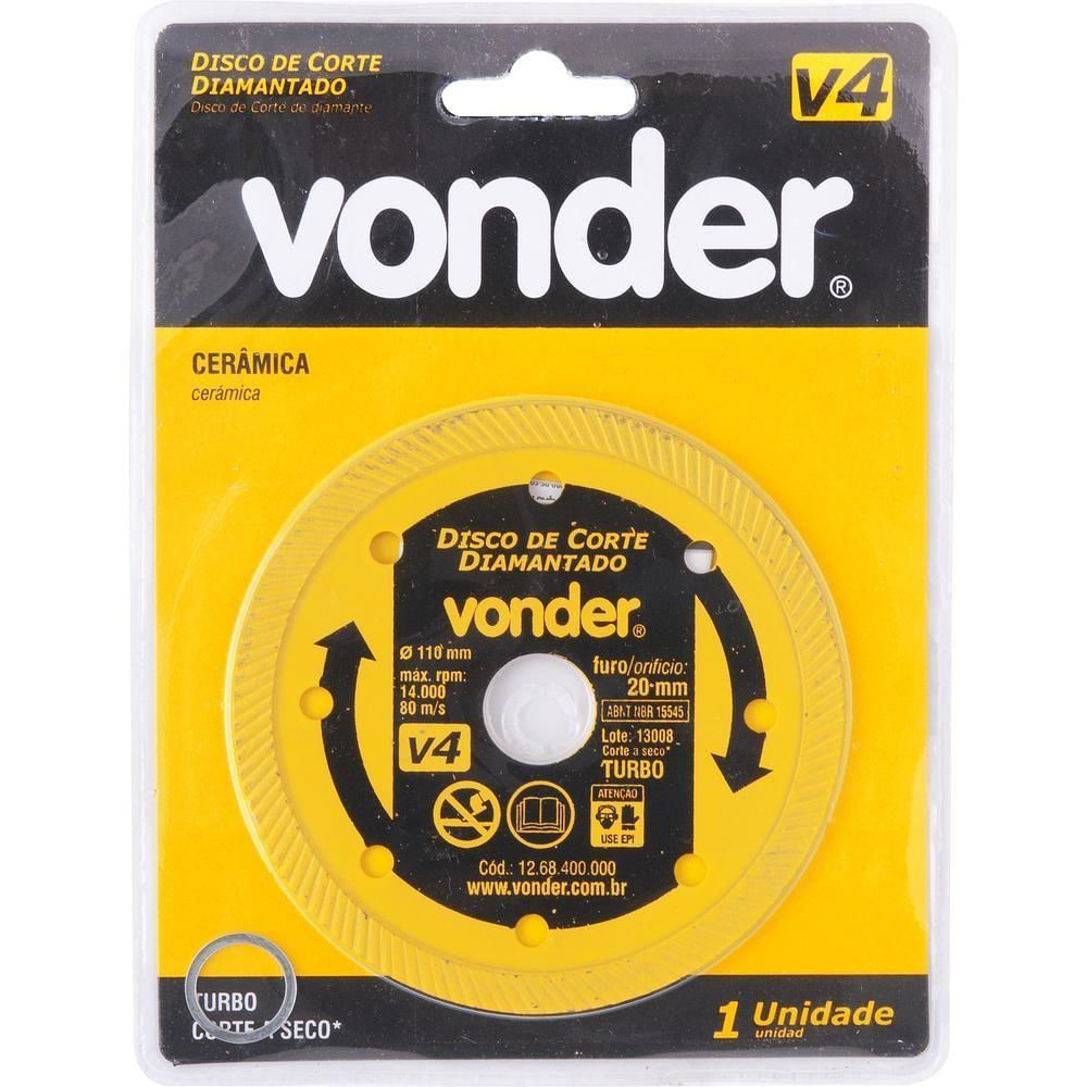 Disco Diamantado 110Mm Turbo Furo 20Mm V4 - Vonder