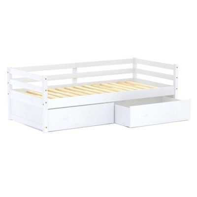 Cama Solteiro Eco Com 02 Gavetas Madeira Maciça Branco Mobilistore