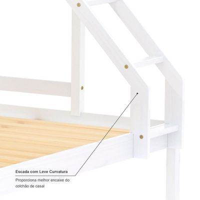 Beliche Casal/solteiro Eco Com 02 Gavetas Madeira Maciça Branco Mobilistore