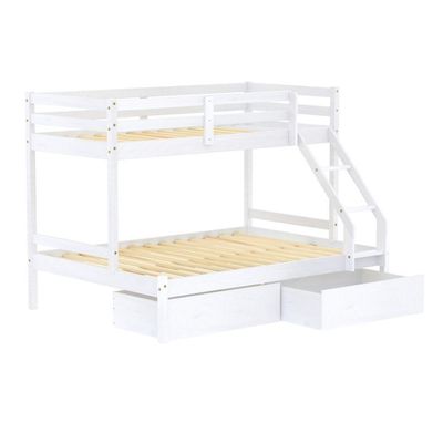 Beliche Com Cama Casal Eco Com 02 Gavetas Madeira Maciça Branco Mobilistore