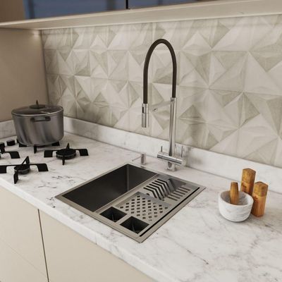 Conj.Cuba 40X40 Inox 304 Calha Escorredor Aço