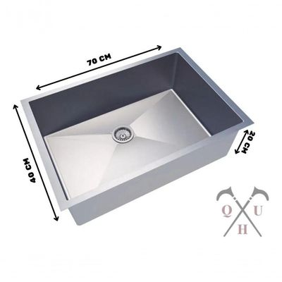 Cuba Inox Embutir Quadrada Moderna 700 X 400 Válvula 3 1/2