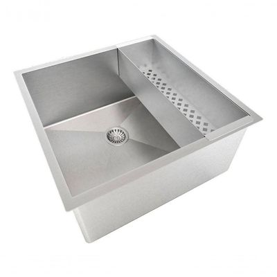 Kit Cuba 40X40 Aço Inox Com Escorredor 42,5Cm Moderno