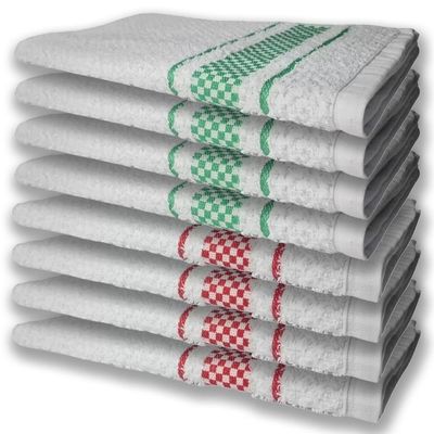 8 Panos De Prato Atoalhado Premium 4 Vermelho 4 Verde