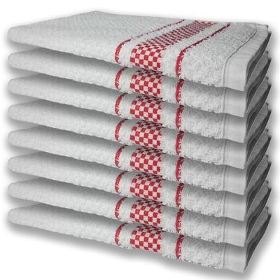 8 Panos De Prato Atoalhado Felpudo 370G/M² Premium Vermelho