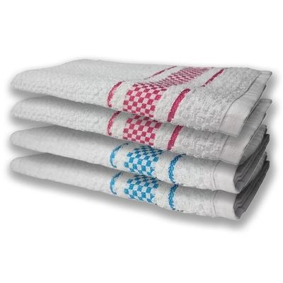 4 Panos De Prato Atoalhado Felpudo Premium Azul+Rosa