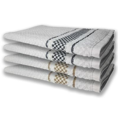 4 Panos De Prato Atoalhado Felpudo Premium Preto+Marrom