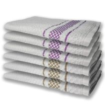 6 Panos De Prato Atoalhado Felpudo Premium Roxo+Marrom
