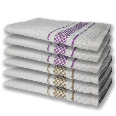 6 Panos De Prato Atoalhado Felpudo Premium Roxo+Marrom