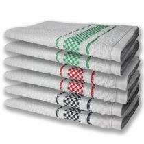 6 Panos De Prato Atoalhado Felpudo Verde Vermelho e Preto
