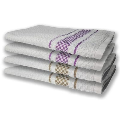 4 Panos De Prato Atoalhado Felpudo Roxo+marrom