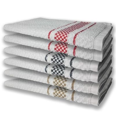 6 Panos De Prato Atoalhado Premium Preto+Marrom+Vermelho