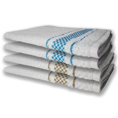 4 Panos De Prato Atoalhado Felpudo Azul+marrom