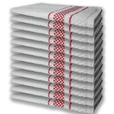 12 Panos De Prato Atoalhado Felpudo Premium Vermelho