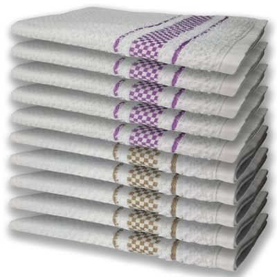 10 Panos De Prato Atoalhado Felpudo 5 Lilás 5 Marrom