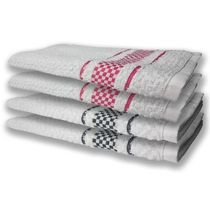 4 Panos De Prato Atoalhado Felpudo Preto+rosa