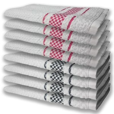 8 Panos De Prato Atoalhado Felpudo 4 Rosa 4 Preto