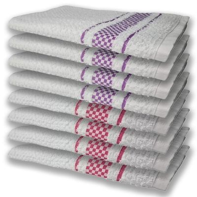 8 Panos De Prato Atoalhado Felpudo 4 Rosa 4 Roxo