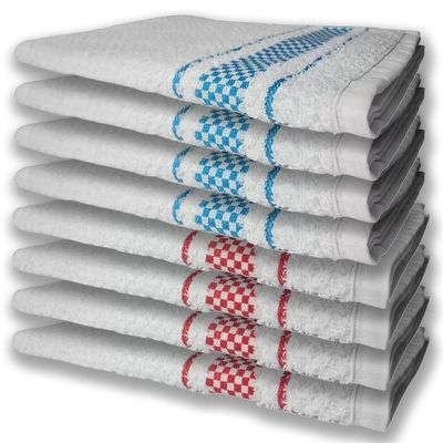 8 Panos De Prato Atoalhado Felpudo 4 Vermelho 4 Azul