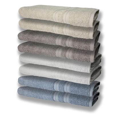8 Toalhas Grande E Grossa 2 Azul 2 Branco 2 Cinza 2 Bege