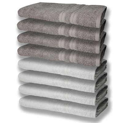 8 Toalhas Grande E Grossa 4 Branco 4 Cinza