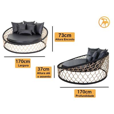 Chaise Sofá Em Alumínio E Corda Naútica Jardim, Piscina