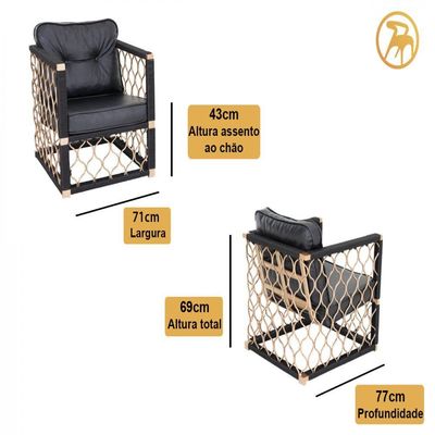 Kit Com 2 Poltronas Em Alumínio E Corda Naútica Piscina