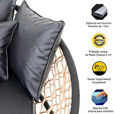 Chaise Sofá Em Alumínio E Corda Naútica Jardim, Piscina