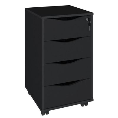 Gaveteiro Para Escritório 04 Gavetas Bit A2 Preto