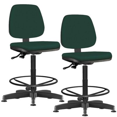 Kit 02 Cadeiras Caixa Alta Giratória Job Crepe Verde Musgo