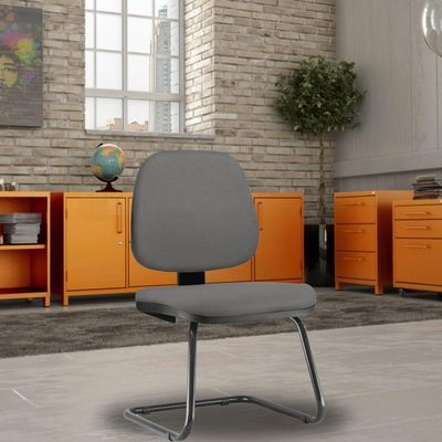 Cadeira Para Escritório Job L02 Fixa Crepe Cinza