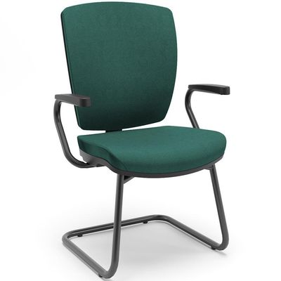 Kit 4 Cadeiras De Escritório Fixa Executiva Office Preto Slim Alta Flexi P03 Poliéster Verde - Lyam