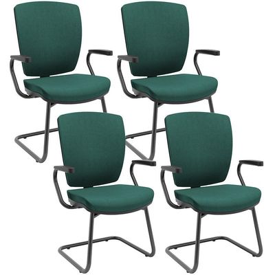 Kit 4 Cadeiras De Escritório Fixa Executiva Office Preto Slim Alta Flexi P03 Poliéster Verde - Lyam