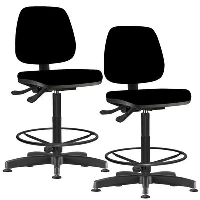 Kit 02 Cadeiras Caixa Alta Giratória Job L02 Crepe Preto