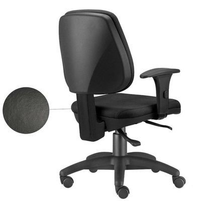 Cadeira Giratória Job Escritório Couro Sintético Preto