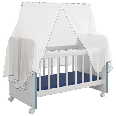 Kit 2 Berços Para Boneca Brinquedo Infantil Branco Azul