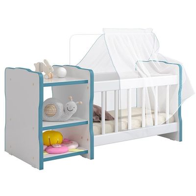 Kit 2 Berços Para Boneca Brinquedo Infantil Branco Azul