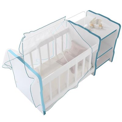 Kit 2 Berços Para Boneca Brinquedo Infantil Branco Azul
