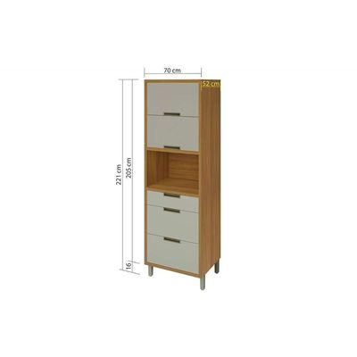 Paneleiro De Cozinha Imperatriz C/ 2 Portas E 3 Gavetas (1 Forno) 70cm Freijo/off White - Nesher