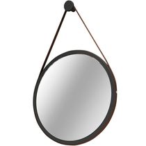 Espelho Redondo 67Cm Com Alça Adnet B01 Escandinavo Preto