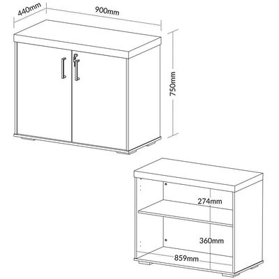 Kit 2 Armários Balcão Multiuso Escritório 2 Portas Atria Executiva A02 Carvalho Branco - Lyam Decor