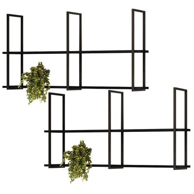 Kit 2 Prateleiras Multiuso 135Cm Design D01 Preto